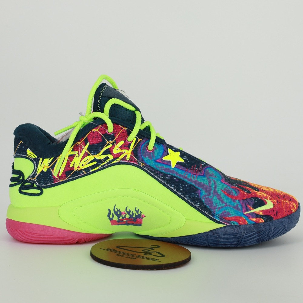 Nike Men's Neon Yellow Multi-Color Athletic Basketball Shoes